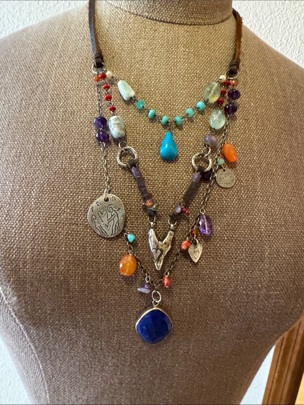 Jes Maharry Forever In My Heart Multi-Gem And Silver Layered Necklace